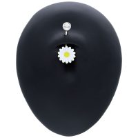 Daisy Micro Bananabell hopeassa kristallilla Hopeinen Micro Bananabell päivänkakkara-riipuksella ja kristallilla mustalla näytöllä