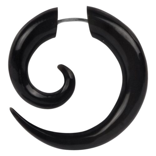 Musta spiraalikorvakoru sarvesta, 1.6 mm paksuus, valkoisella taustalla