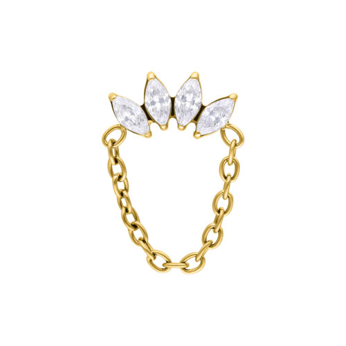 Push Fit Crystal Crown Chain Attachment - Kultainen metalli