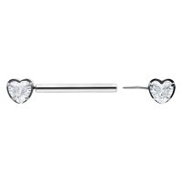Hopeinen sydän barbell 12 mm Hopeinen sydän barbell 12 mm pitkä, sydänkoriste ja sydänvarsi valkoisella taustalla