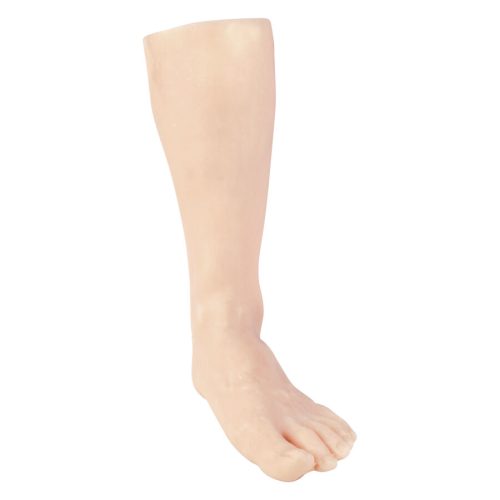 Beige silikonijalka tatuointiharjoitteluun valkoisella taustalla