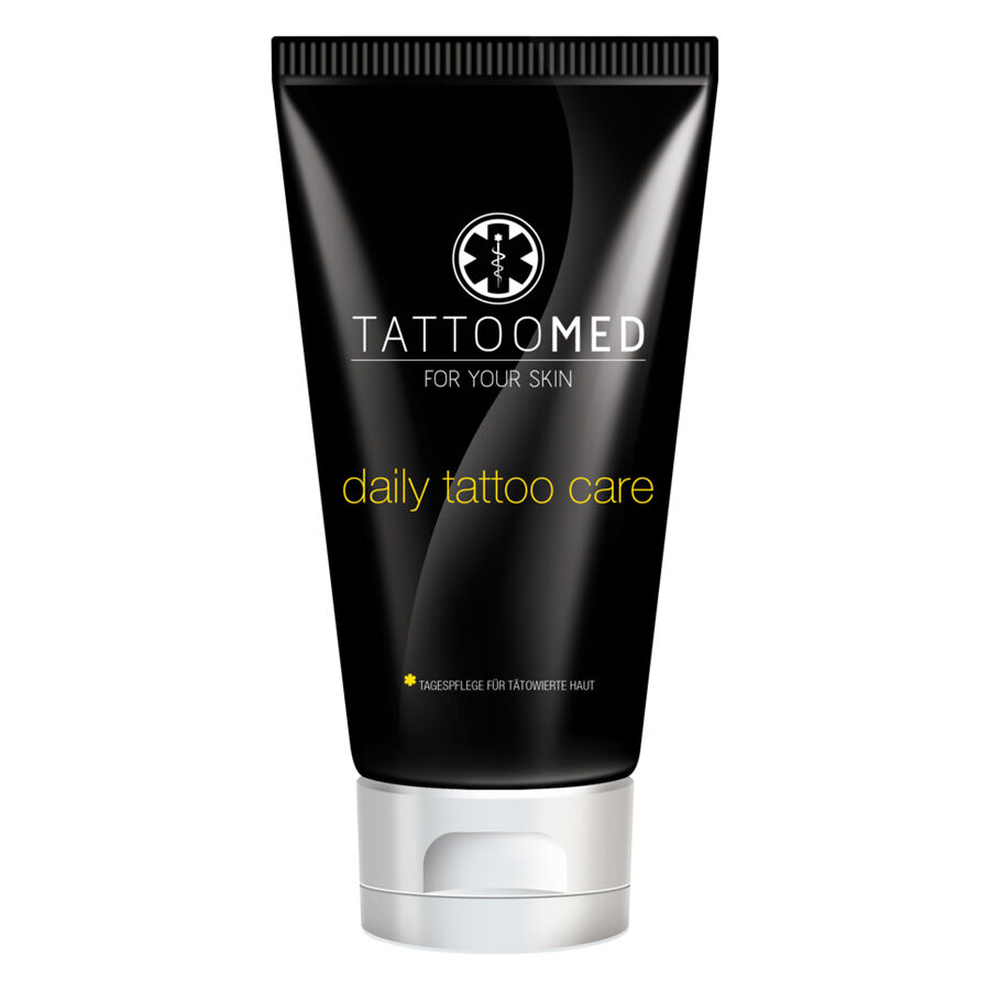 TattooMed® Hoitovoide mustassa 100ml tuubissa valkoisella taustalla