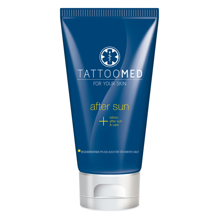 TattooMed® After Sun Lotion 100 ml TattooMed® After Sun Lotion sinisessä tuubissa valkoisella taustalla