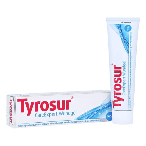 Tyrosur CareExpert Haavageeli tuubi pakkauksen vieressä valkoisella taustalla