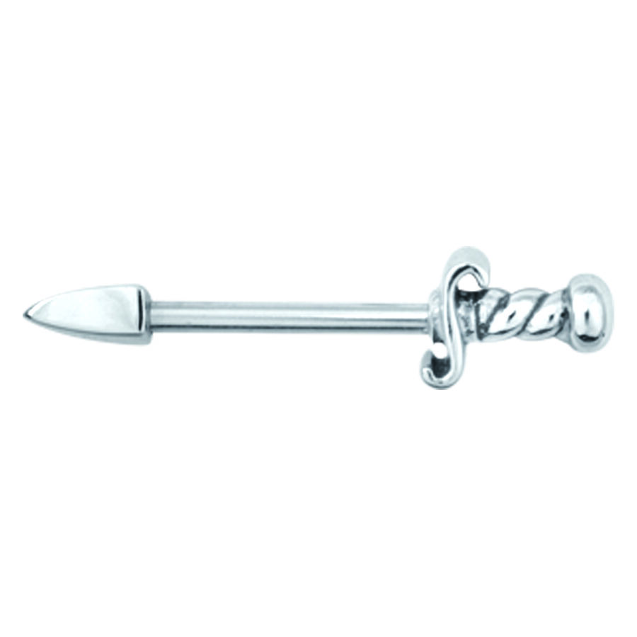 Hopeinen rintabarbelli 12,0 mm Hopeinen rintabarbelli spiraalimaisella otteella, pituus 12,0 mm