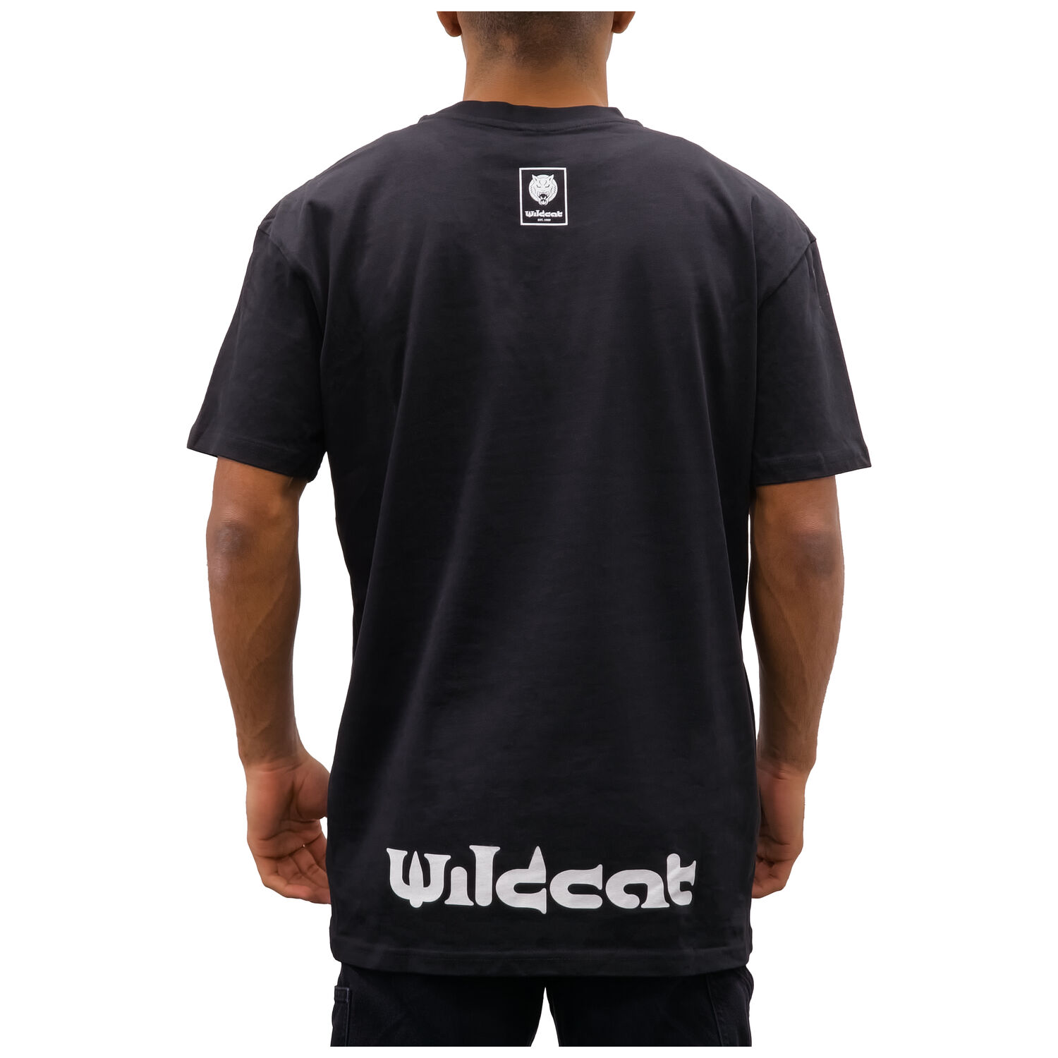Musta Oversized T-paita Wildcatilta, takaapäin, puuvillaa