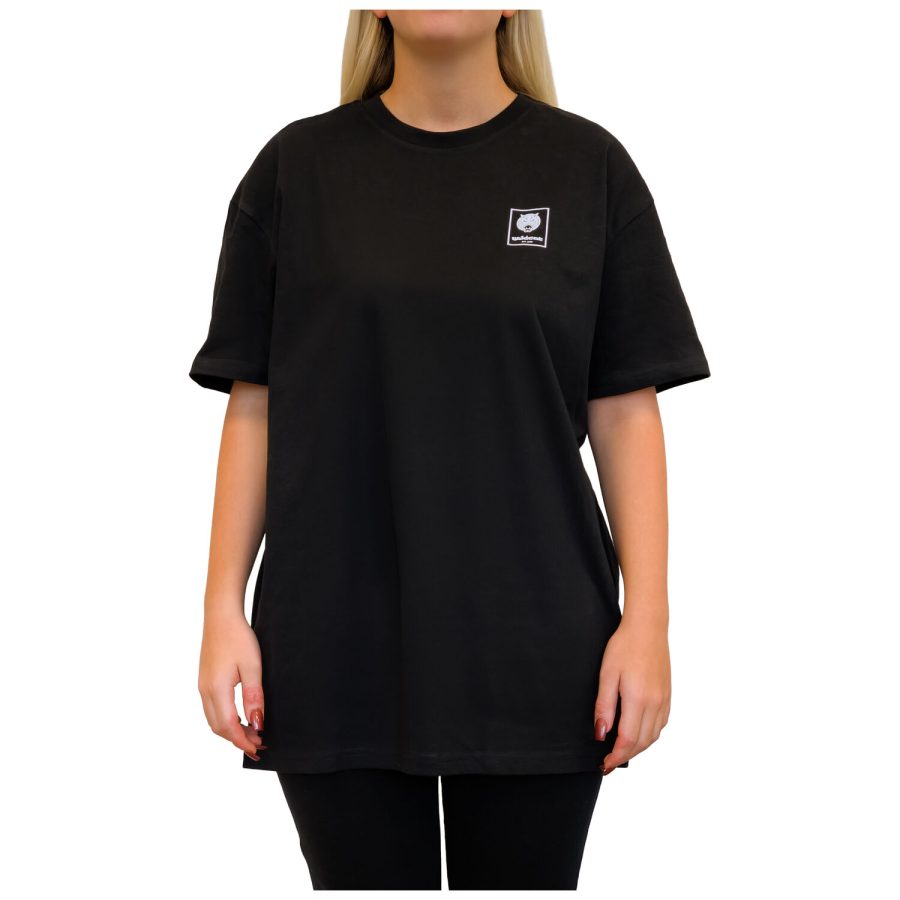 Unisex musta Heavy Oversized T-paita, edestä, neutraali tausta