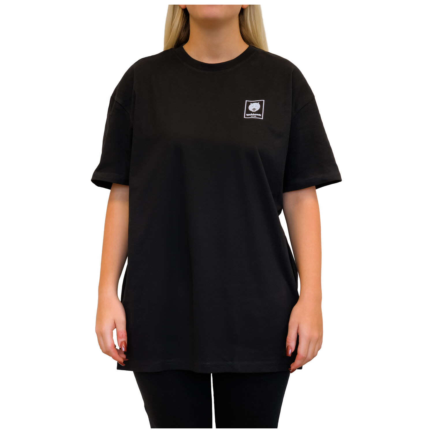 Unisex musta Heavy Oversized T-paita, edestä, neutraali tausta
