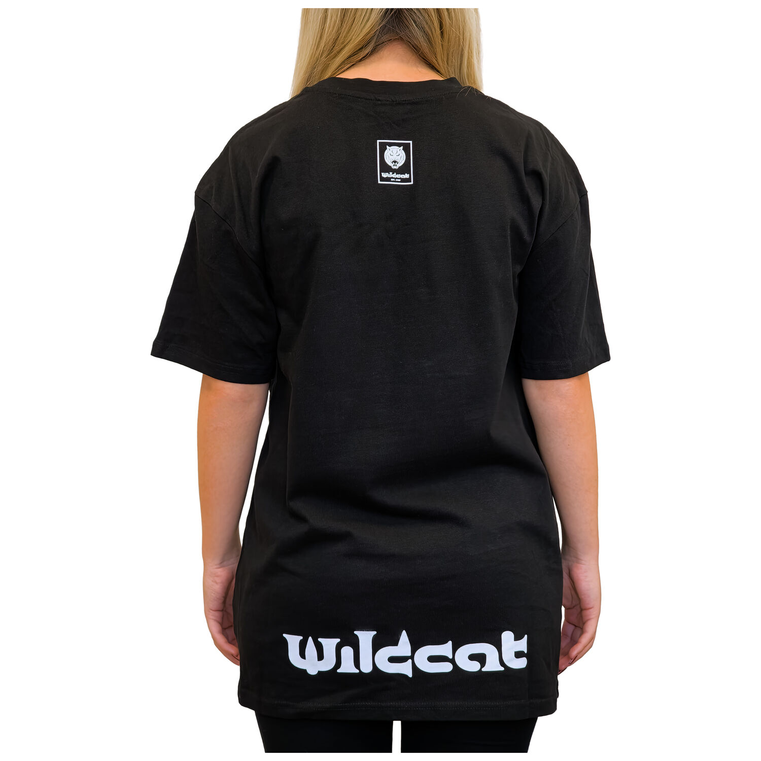 Musta Oversized T-paita Wildcat-logolla takaapäin