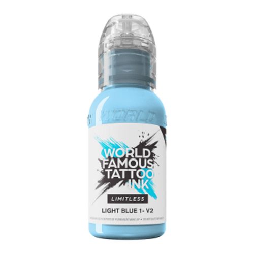 World Famous Ink Limitless Light Blue -pullo valkoisella taustalla