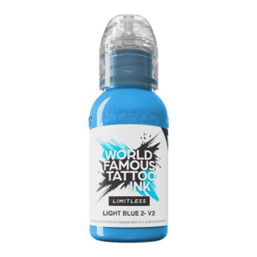 Sininen tatuointiväripullo, 30 ml, valkoisella taustalla