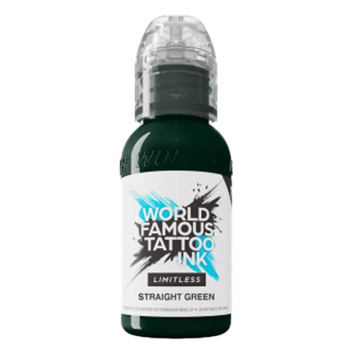 Vihreä tatuointiväri World Famous Ink Limitless pullo, 30 ml, valkoisella taustalla