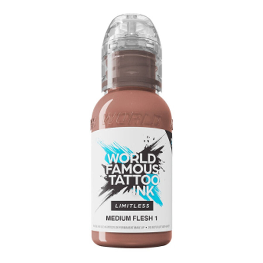 World Famous Tattoo Ink Beige 30ml Beigen värinen tatuointimuste 30ml pullossa valkoisella taustalla