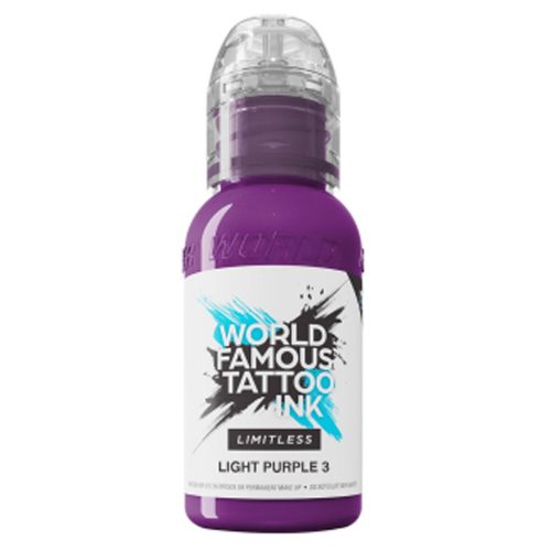 World Famous Ink Limitless -pullo violettina valkoisella taustalla