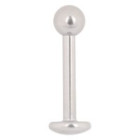 Titan Labret -korvakoru ulkokierteellä, valkokulta Valkokultainen titaaninen labret-piercing pallolla valkoisella taustalla