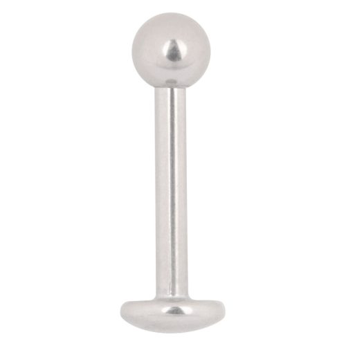Valkokultainen titaaninen labret-piercing pallolla valkoisella taustalla