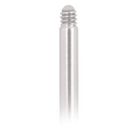 Titaani Labret -tappi valkokullassa Hopeanvärinen titaaninen labret-tappi ulkokierteellä valkoisella taustalla