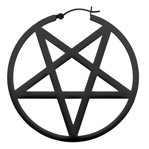 Musta Pentagram Korvakorut kirurginteräksestä valkoisella taustalla