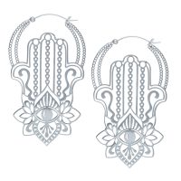 Hopeiset Khamsa-korvakorut kirurginteräksestä hienolla muotoilulla
