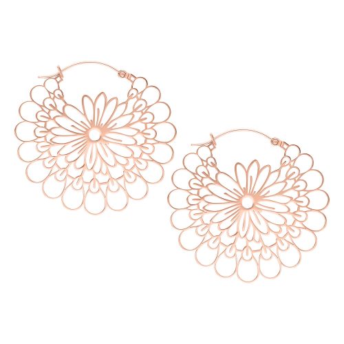 Ruusukultaiset Daisy Hoops korvakorut kirurginteräksestä valkoisella taustalla