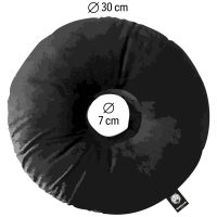 Musta Wildcat-piercingtyyny 30 cm Pyöreä musta polyesteristä valmistettu piercingtyyny, halkaisija 30 cm, näkyvä Wildcat-logo-etiketti