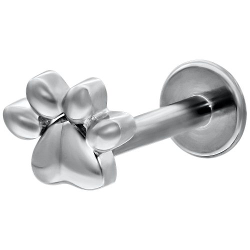 Valkokultainen labret tassukuviolla ja push-fit lukolla valkoisella taustalla