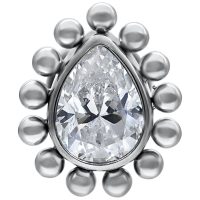 Valkokultainen Labret kristallitipalla, 12 mm Valkokultainen Push-Fit Labret kristallinkirkkaalla tipalla valkoisella taustalla