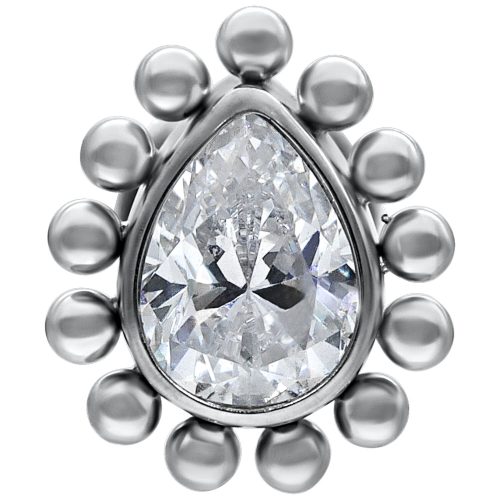 Valkokultainen Push-Fit Labret kristallinkirkkaalla tipalla valkoisella taustalla