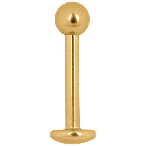 Kultainen Labret Stud -koru titaanista ulkokierteellä valkoisella taustalla