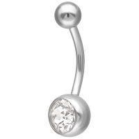 Hopeinen napakoru kirkkaalla kristallilla, 10 mm pituus