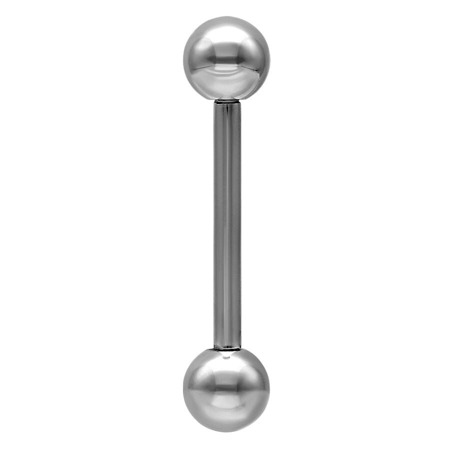 Hopeinen titaani barbell kahdella pallolla valkoisella taustalla