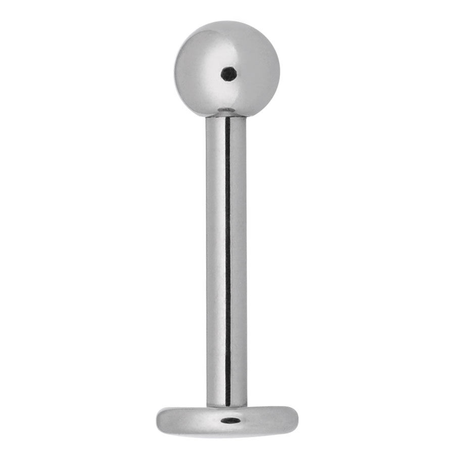 Hopeinen titaani Micro Labret pallolla valkoisella taustalla