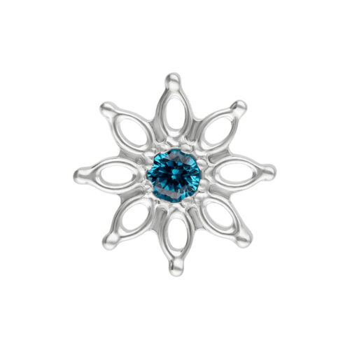 Aqua Bloom -lisäosa turkoosilla kristallilla kukkamuodossa, titaani