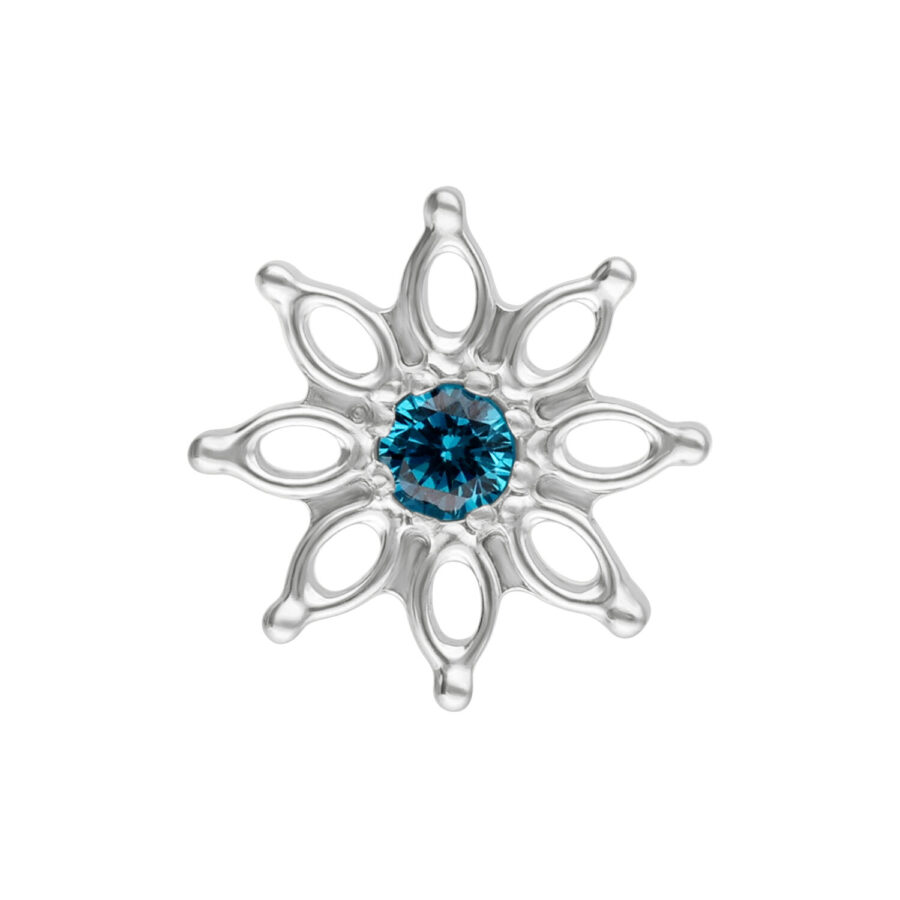 Aqua Bloom -lisäosa turkoosilla kristallilla kukkamuodossa, titaani