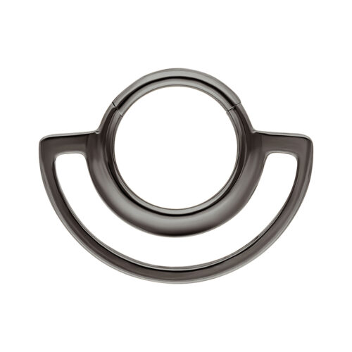 Musta metallinen Dual Ring Clicker valkoisella taustalla