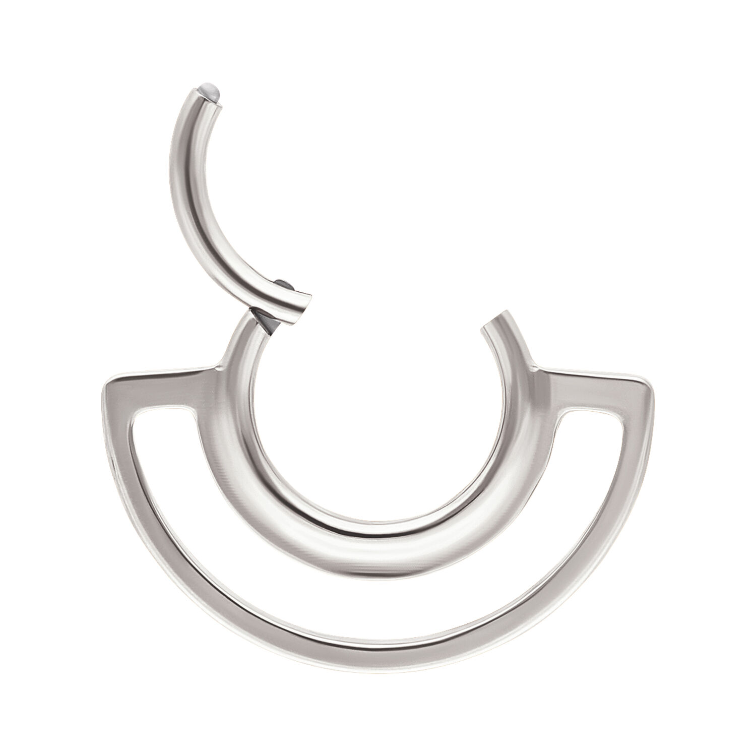 Hopeinen Dual Ring Clicker Septum Hopeinen kaksoisrengas clicker titaanista valkoisella taustalla