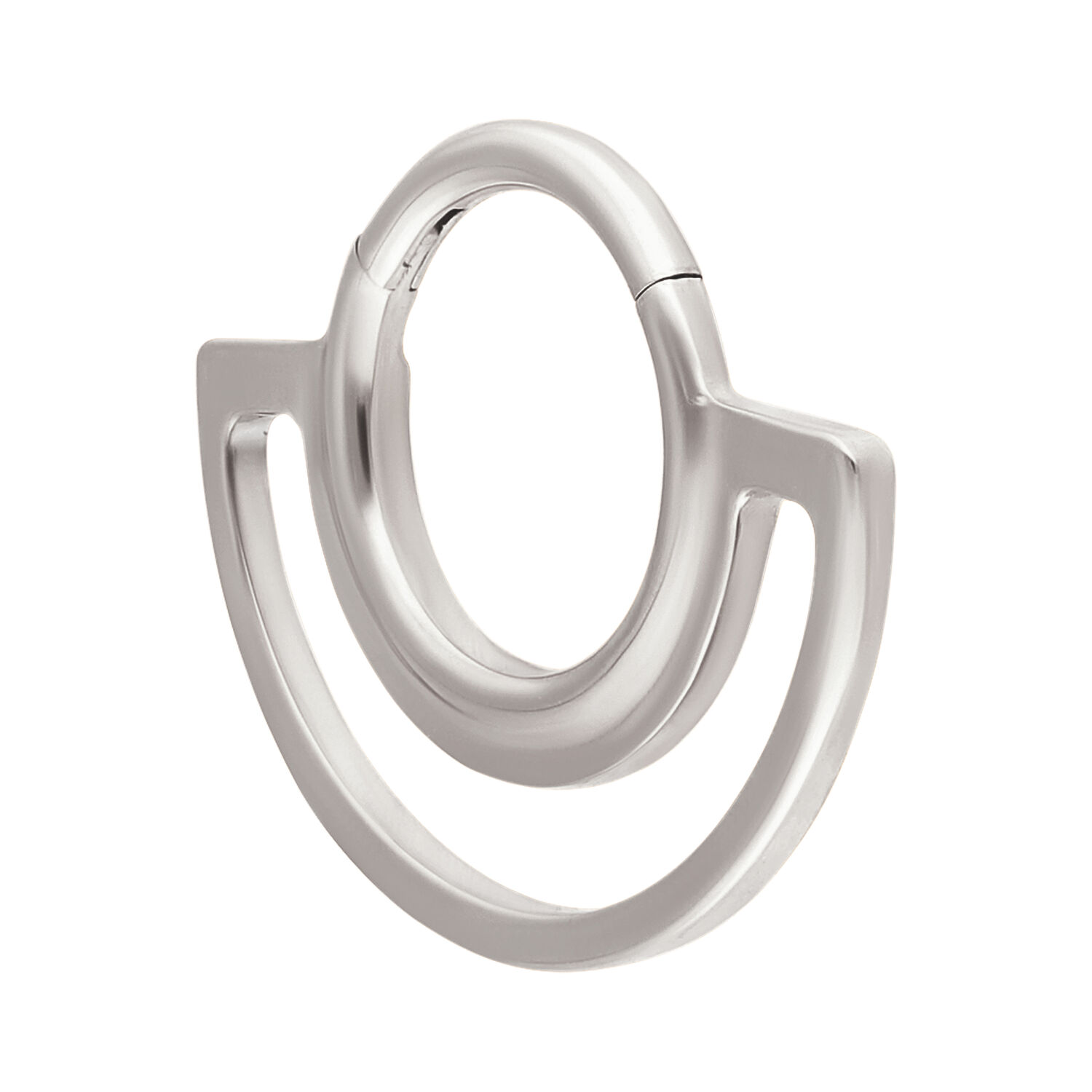 Hopeinen Dual Ring Clicker 8 mm Hopeinen Dual Ring Clicker titaanista, pyöreä muotoilu valkoisella taustalla