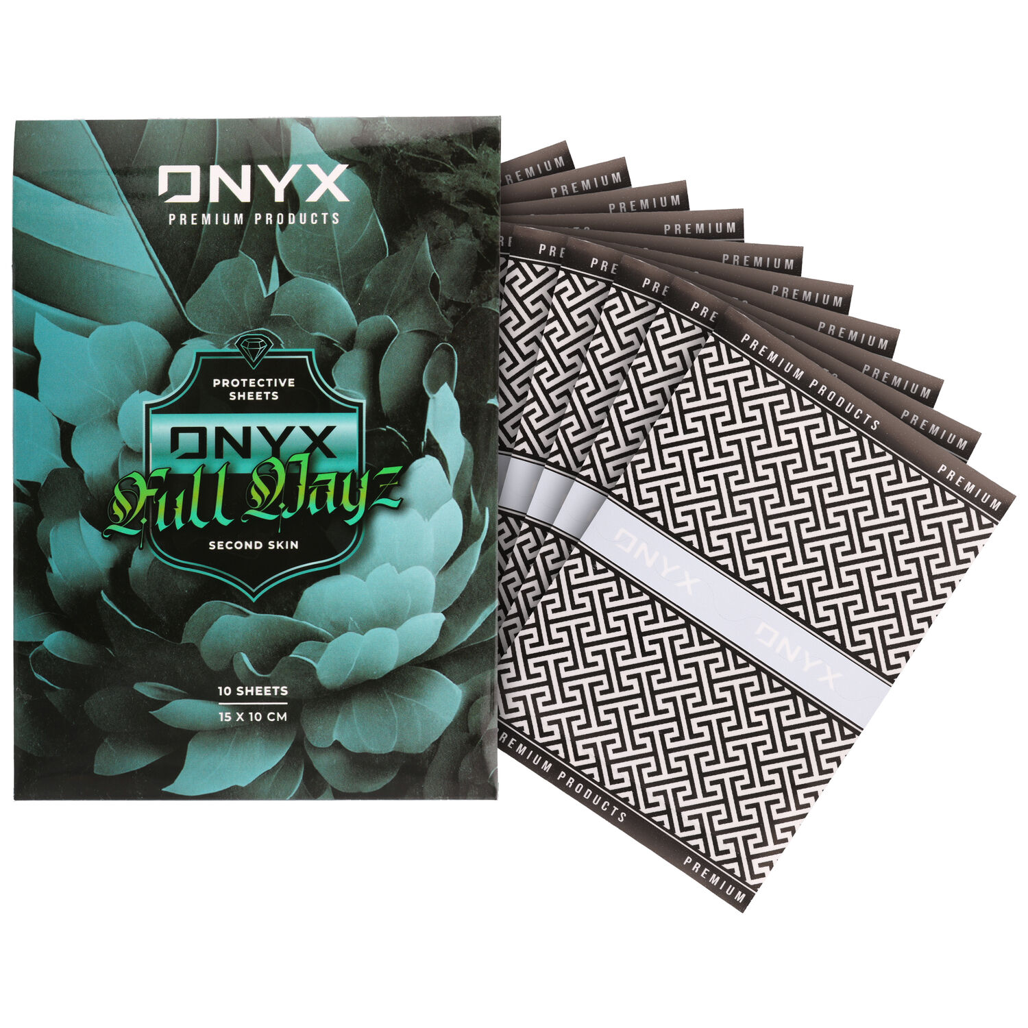 Onyx Tattoo Folio Second Skin -pakkaus, jossa 10 arkkia ja geometrinen kuvio