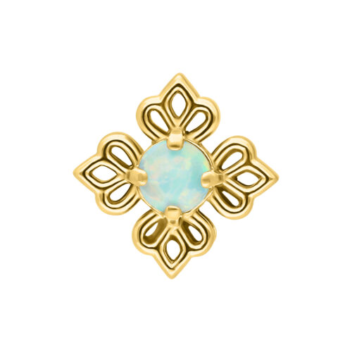 Push Fit Synthetic Opal Flower Ornament Attachment - Kultainen metalli