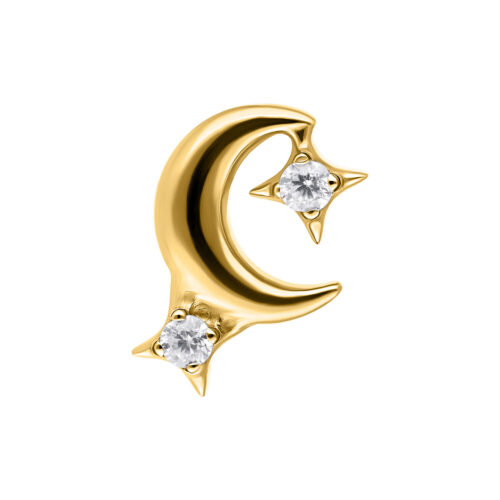 Push Fit Moon with Crystal -koristeosa - Kultainen metalli