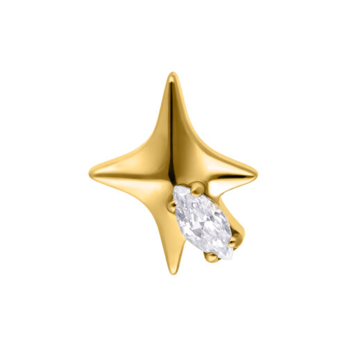 Push Fit Star with Crystal -koristeosa - Kultainen metalli