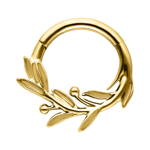 Olive Branch Clicker -lävistysrengas - Kultainen metalli