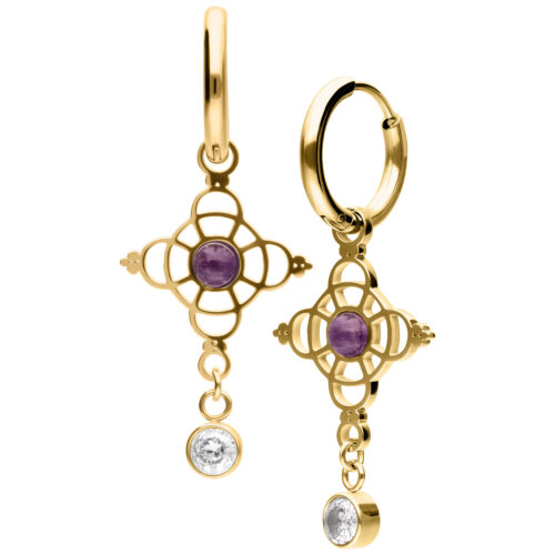 Little Amethyst Hoops Pair - Kultainen metalli