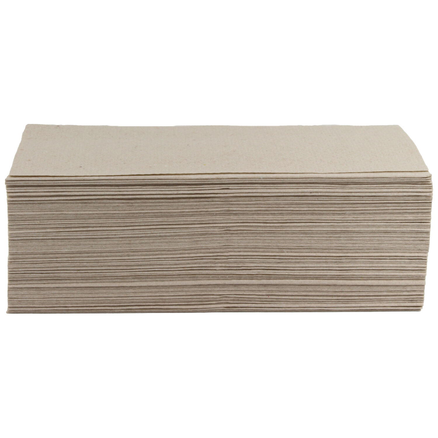 Beige, taitettu 1-kerroksinen pyyhe valkoisella taustalla